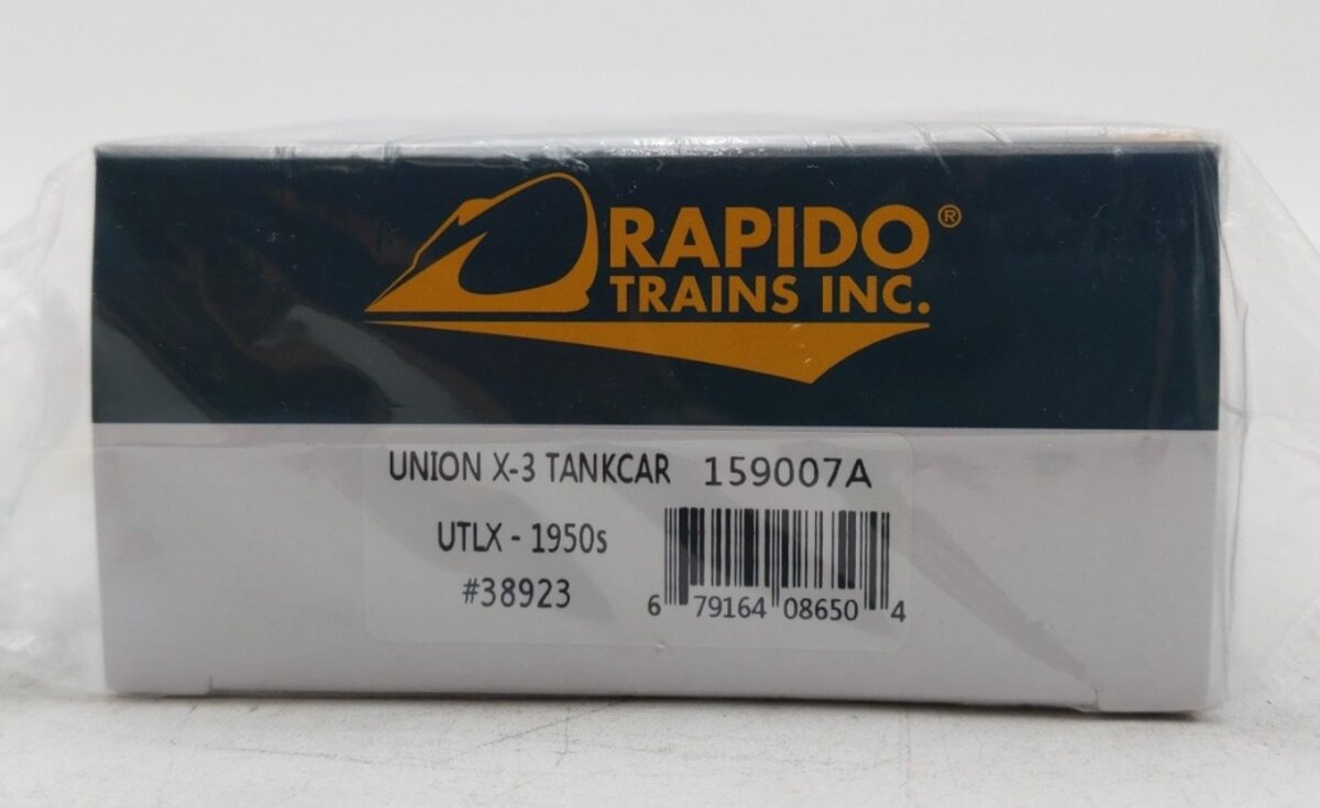 Rapido Trains 159007A HO UTLX 1950s Scheme X-3 10,000 Gallon Tank Car #38923 MT/Box