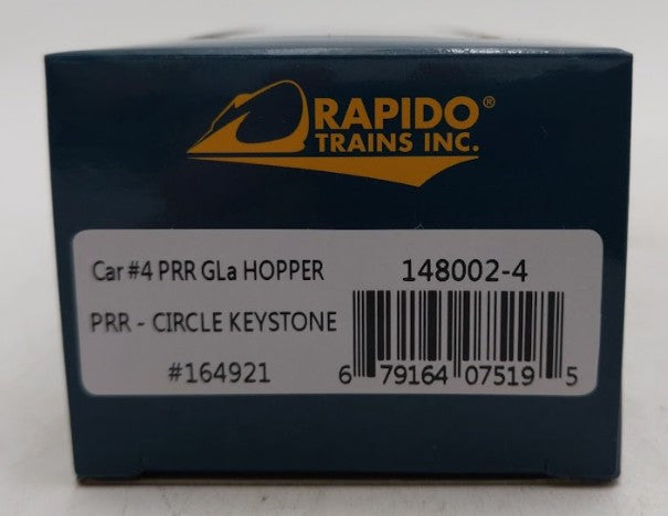 Rapido Trains 148002-4 HO PRR Circle Keystone GLa 2-Bay Hopper Car #164921 NIB