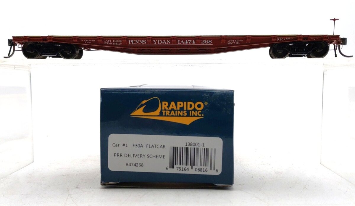 Rapido Trains 138001-1 HO Scale Pennsylvania Railroad F30A Flatcar #474268 LN/Box