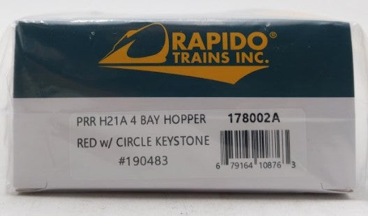 Rapido Trains 178002A HO Pennsylvania Circle Keystone H21A 4-Bay Hopper #190483