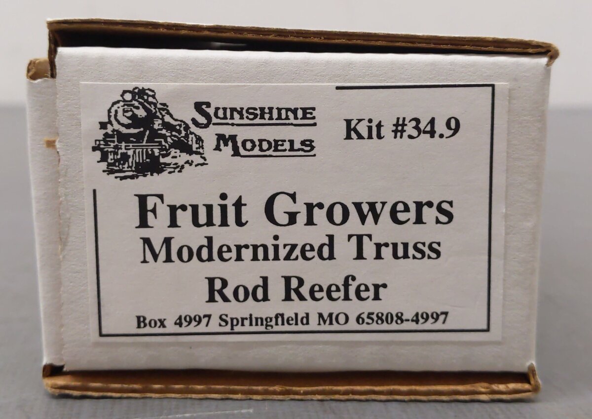 Sunshine Models 34.9 HO Fruit Growers Express Modernized Truss Rod Reefer Kit LN/Box