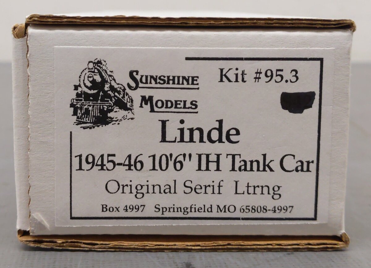 Sunshine Models 95.3 HO Linde Air Products 1945-46 10'6" IH Tank Car Kit LN/Box