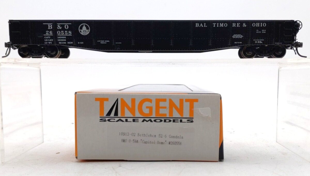 Tangent 10913-02 HO Baltimore & Ohio 52-6 0-59A Capitol Dome Gondola #260558 LN/Box