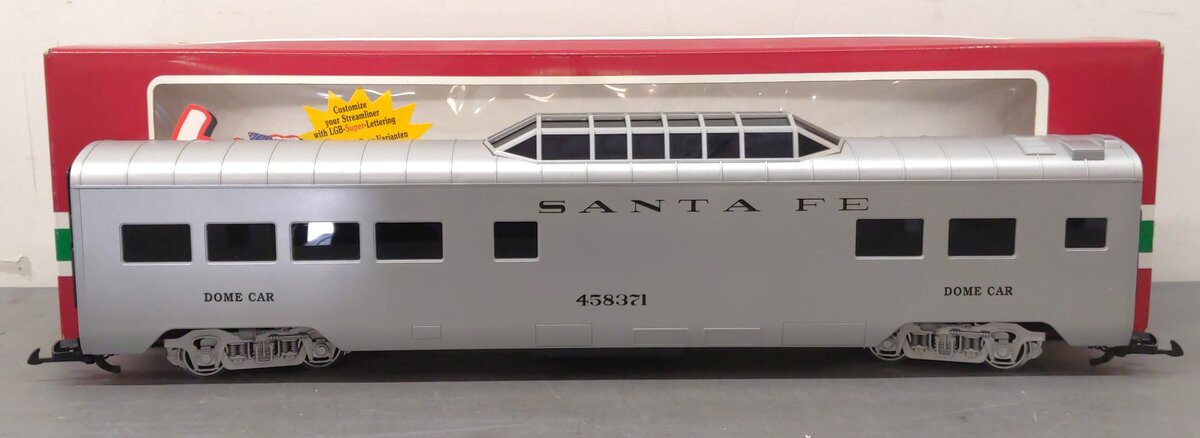 LGB 30580 G Scale Santa Fe Vista Dome Car #458371 (Metal Wheels) LN/Box