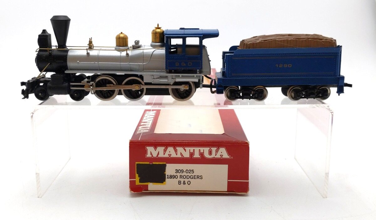 Mantua 309-025 HO Scale Baltimore & Ohio 4-6-0 Steam Locomotive & Tender #1290 EX/Box