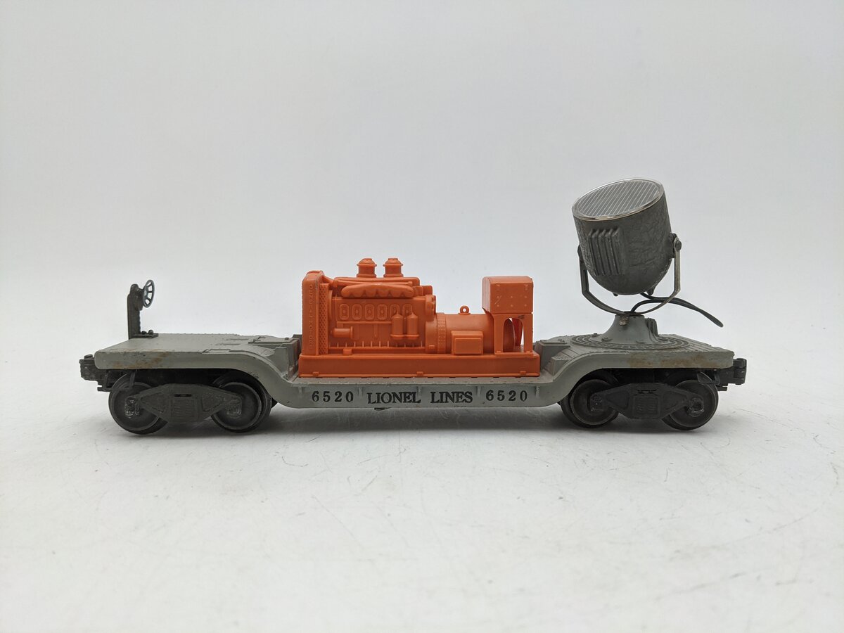 Lionel 6520 Vintage O Lionel Lines Orange Generator Operating Searchlight Car VG