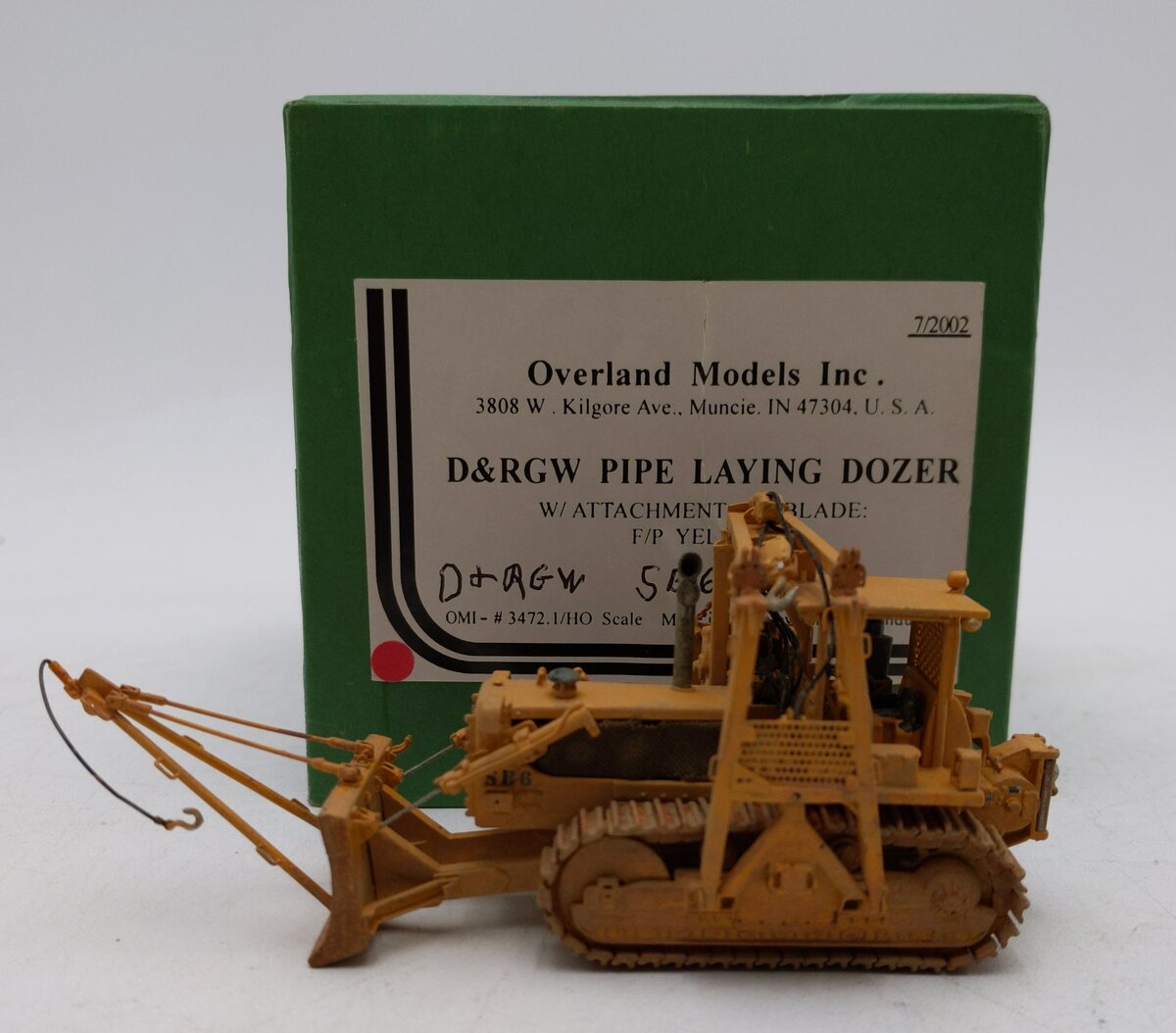Overland 3472.1 BRASS HO Scale D&RGW Pipe Laying Dozer Weathered/Box