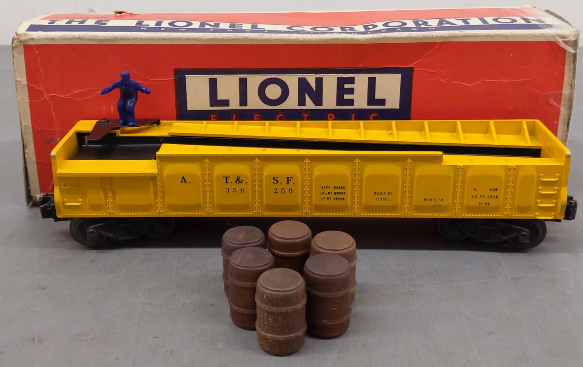 Lionel 3562-50 Vintage O Yellow AT&SF Operating Barrel Car EX