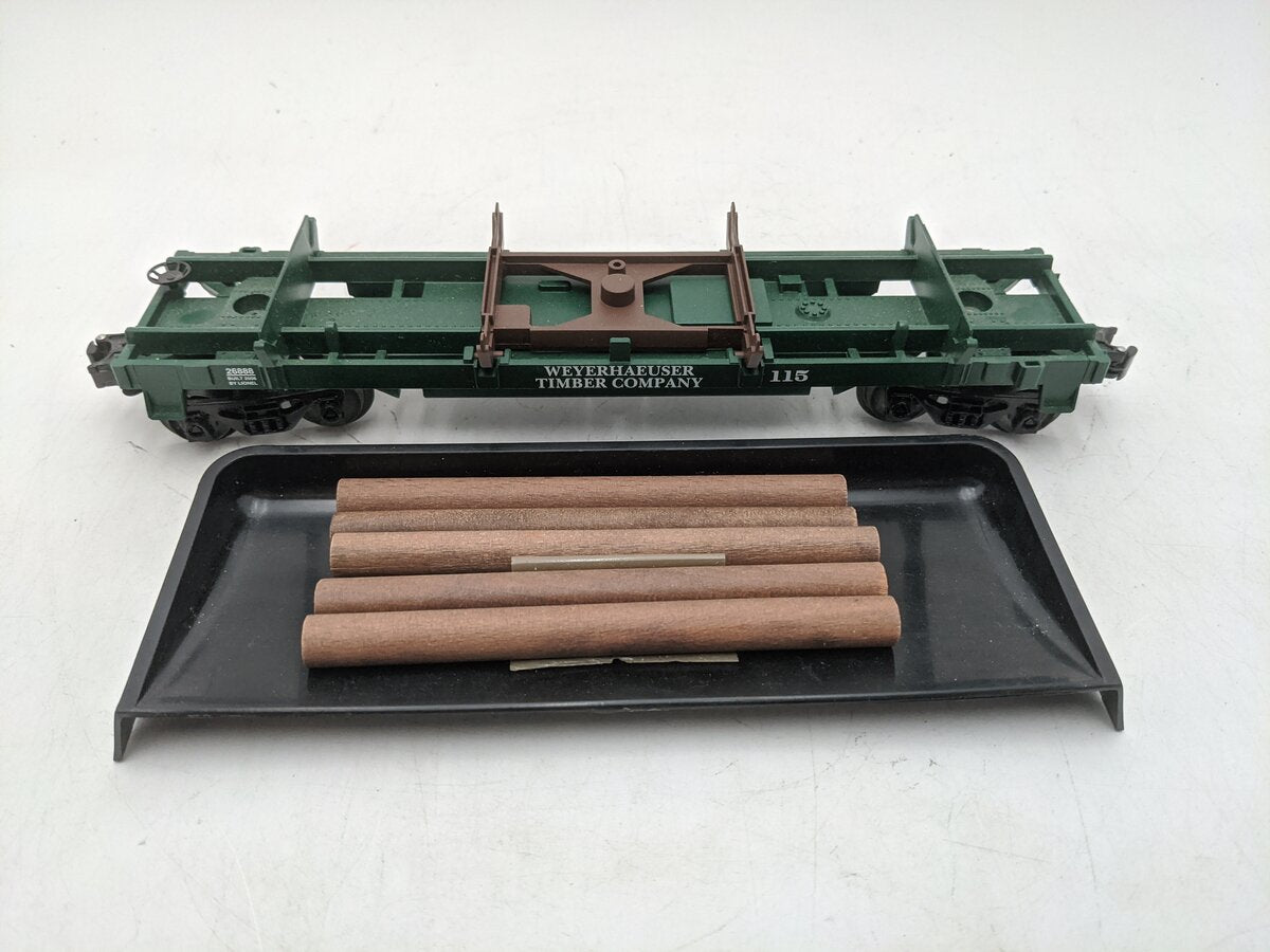 Lionel 6-26888 O Gauge Weyerhaeuser Log Dump Car #115 EX