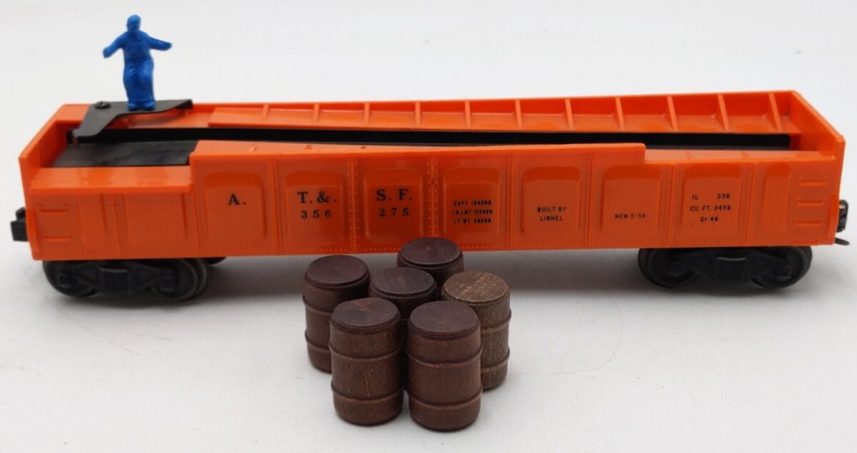 Lionel 3562-75 Vintage O Orange AT&SF Operating Barrel Car VG