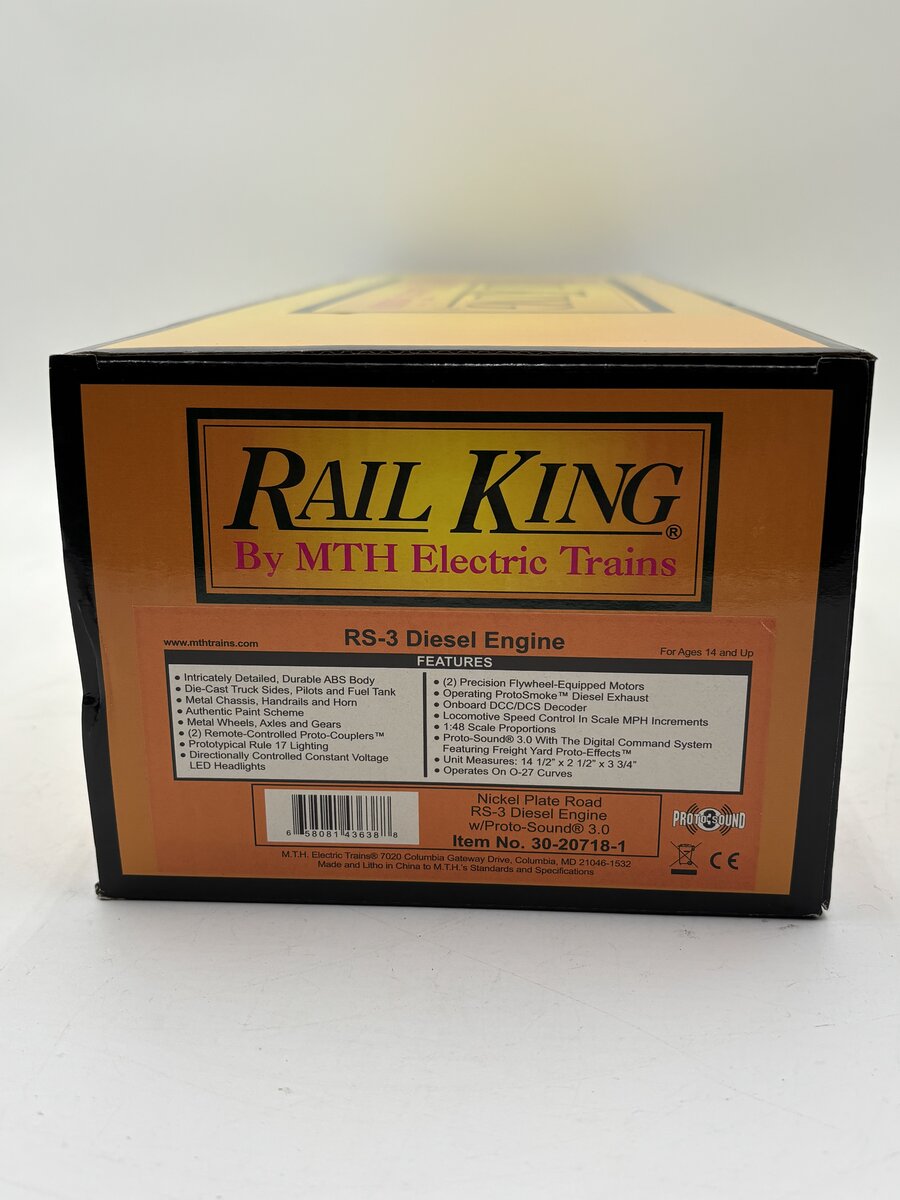 MTH 30-20718-1 O Nickel Plate Road RS-3 Diesel Engine #543 w/Proto Sound 3.0 LN/Box
