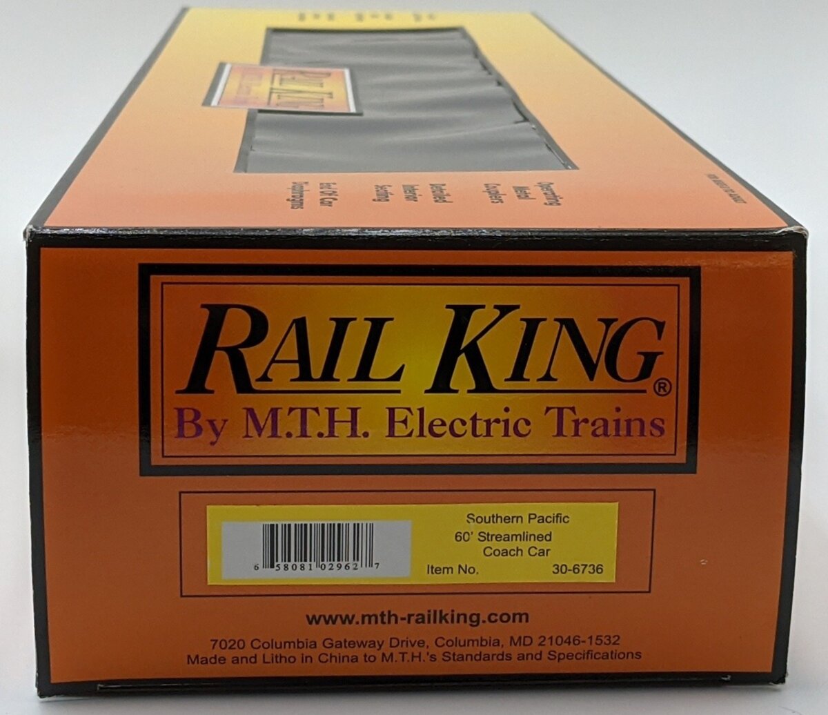MTH 30-6736 O Gauge Southern Pacific 60' Streamlined ABS Coach Car #2459 NIB