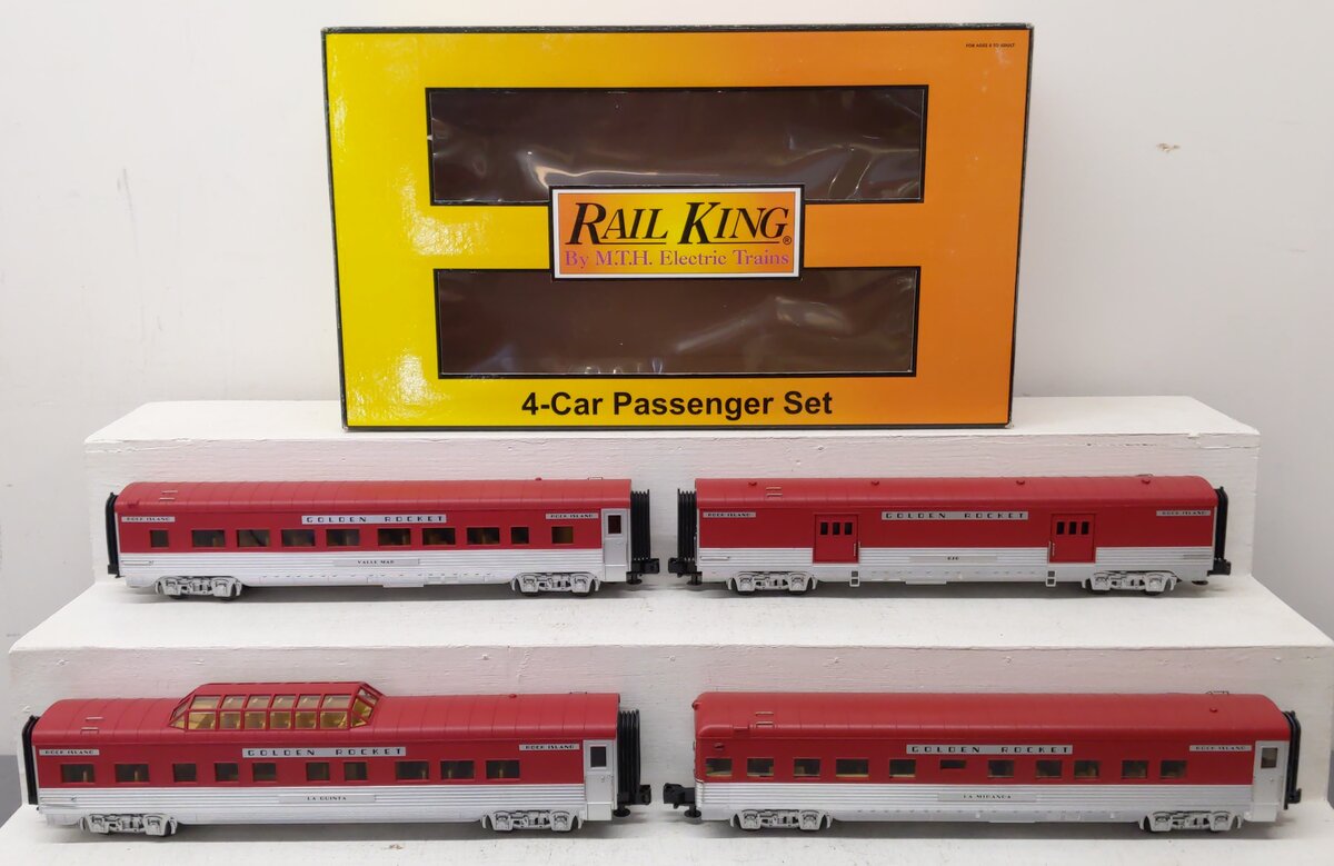 MTH 30-6708 O Rock Island 60' Streamlined Smooth Sided Passenger Set (Set of 4) LN/Box
