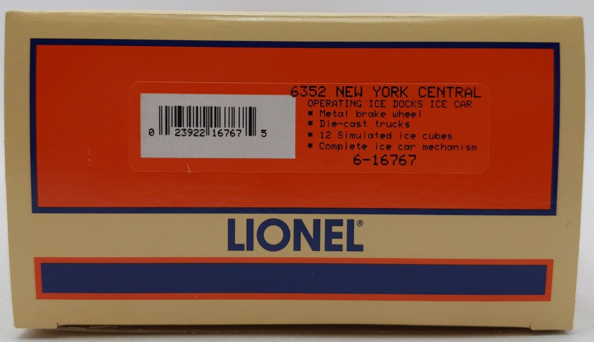 Lionel 6-16767 O Gauge New York Central Ice Docks Operating Ice Car #6352 EX/Box
