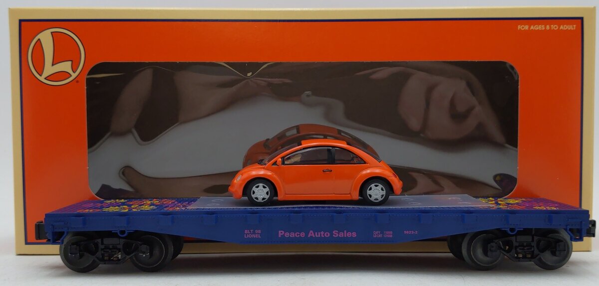 Lionel 6-19444 O Gauge Peace Auto Sales Flatcar with Volkswagen Bug EX/Box