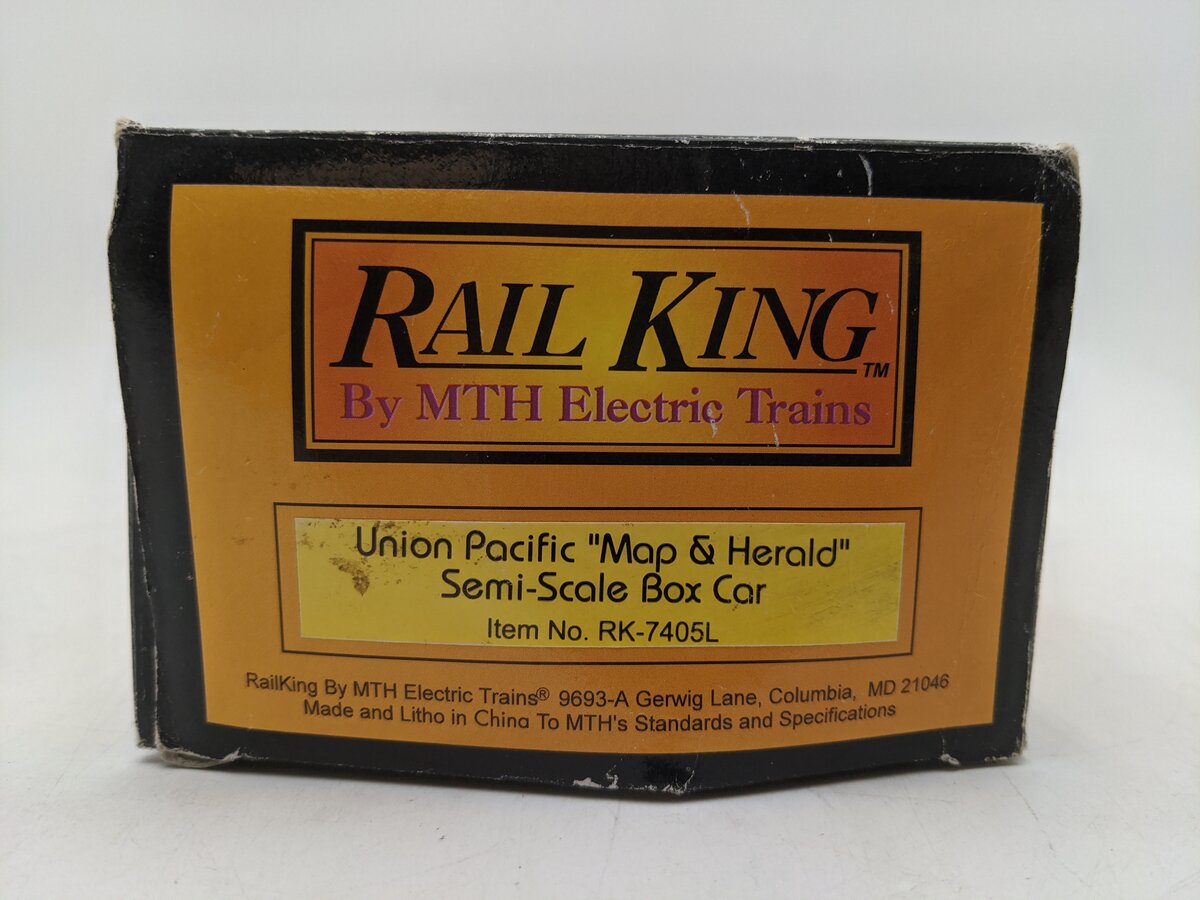 MTH 30-7405 O Gauge Union Pacific Semi-Scale Boxcar #168043 EX/Box