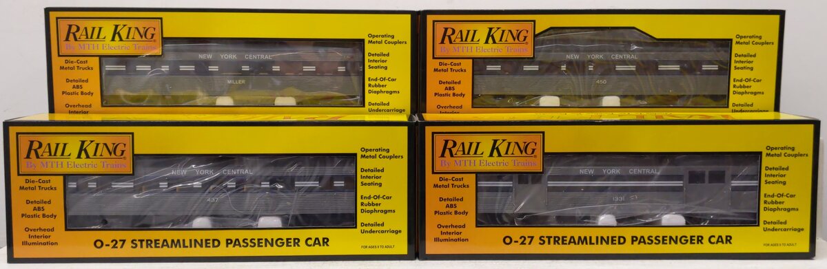 MTH 30-6135 O New York Central O-27 Streamlined Passenger Car Set (Set of 4) LN/Box