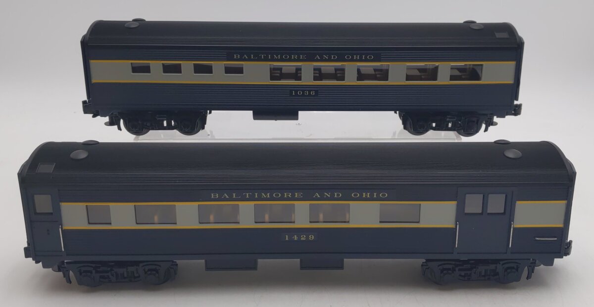 MTH 30-6127 O B&O RailKing O-27 Streamlined Combo/Diner Set (Set of 2) NIB