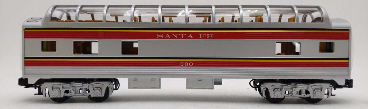 MTH 30-6145 O Gauge Santa Fe Streamlined Full-Length Vista Dome Car #500 LN/Box