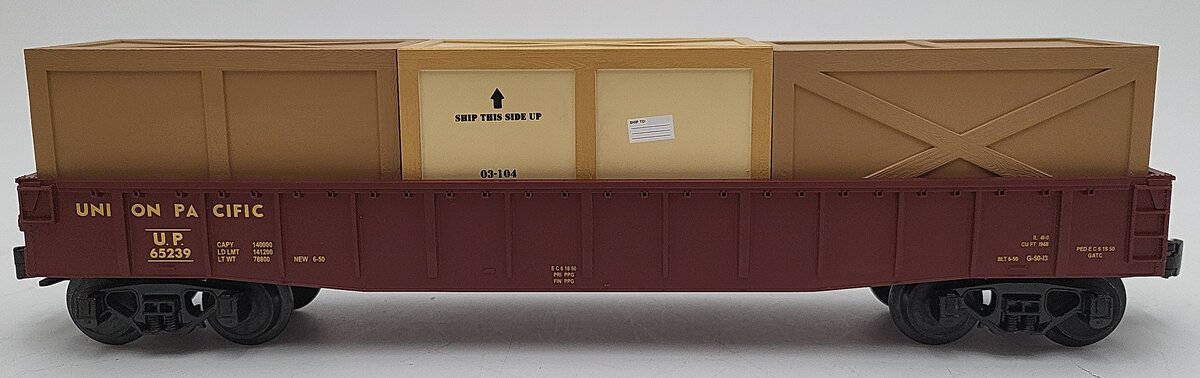MTH 30-7208 O Gauge Union Pacific Gondola with 3 Crates #65239 EX/Box