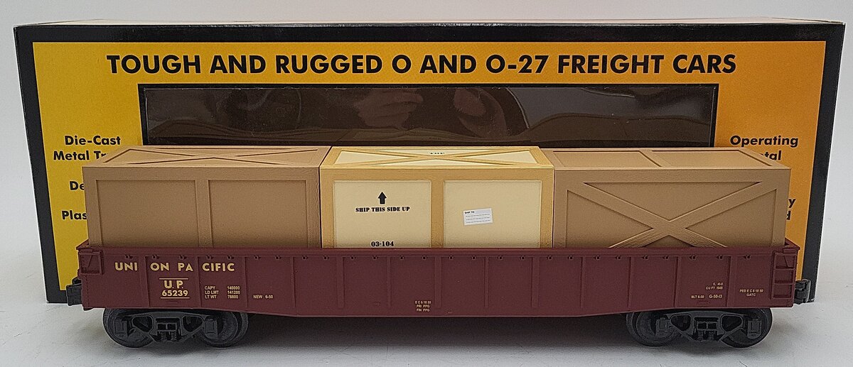 MTH 30-7208 O Gauge Union Pacific Gondola with 3 Crates #65239 EX/Box