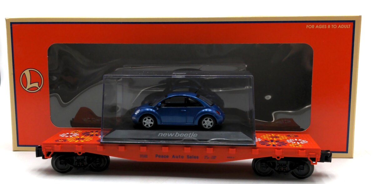 Lionel 6-19483 O Gauge Peace Auto Sales Flatcar with Volkswagen Beetle NIB