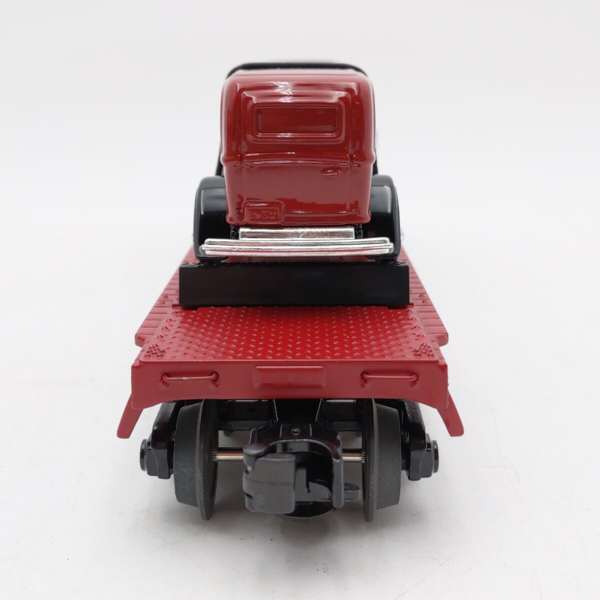 MTH 30-8303 O Gauge Milwaukee Road Die-Cast Flatcar w/Ertl '32 Panel Vans LN/Box