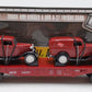 MTH 30-8303 O Gauge Milwaukee Road Die-Cast Flatcar w/Ertl '32 Panel Vans LN/Box