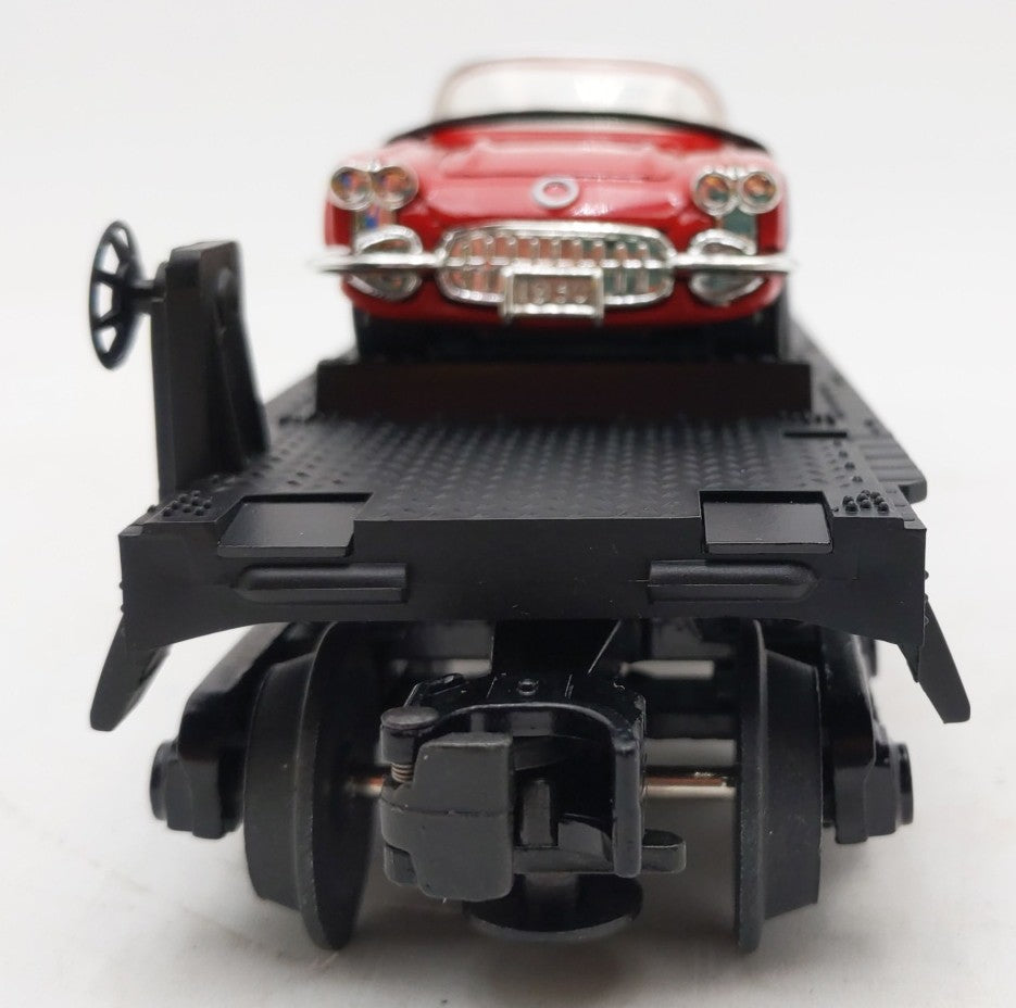 MTH 30-7624 O Gauge Auto Transport Flatcar with 2 Ertl '64 Corvettes #19640 LN/Box