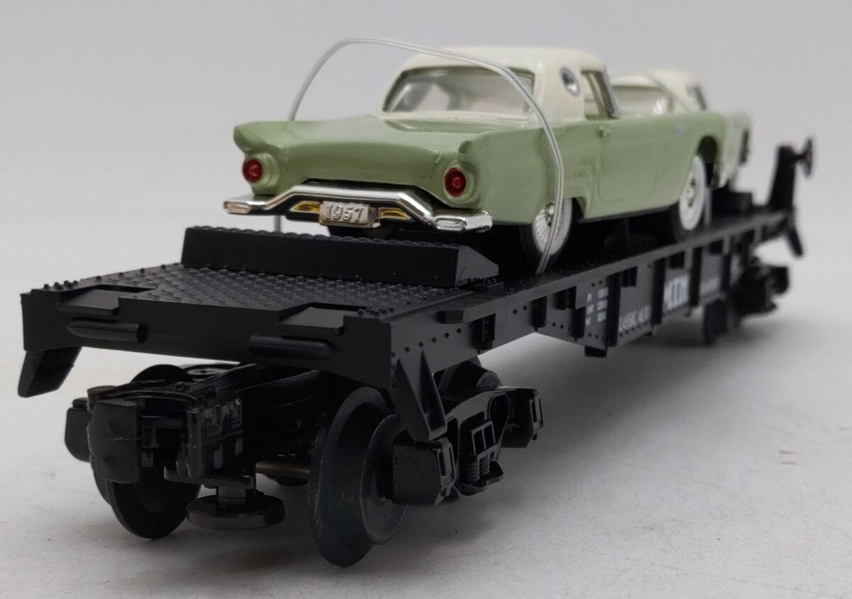 MTH 30-7613 O Gauge Auto Transport Flatcar with Two ThunderBirds EX/Box