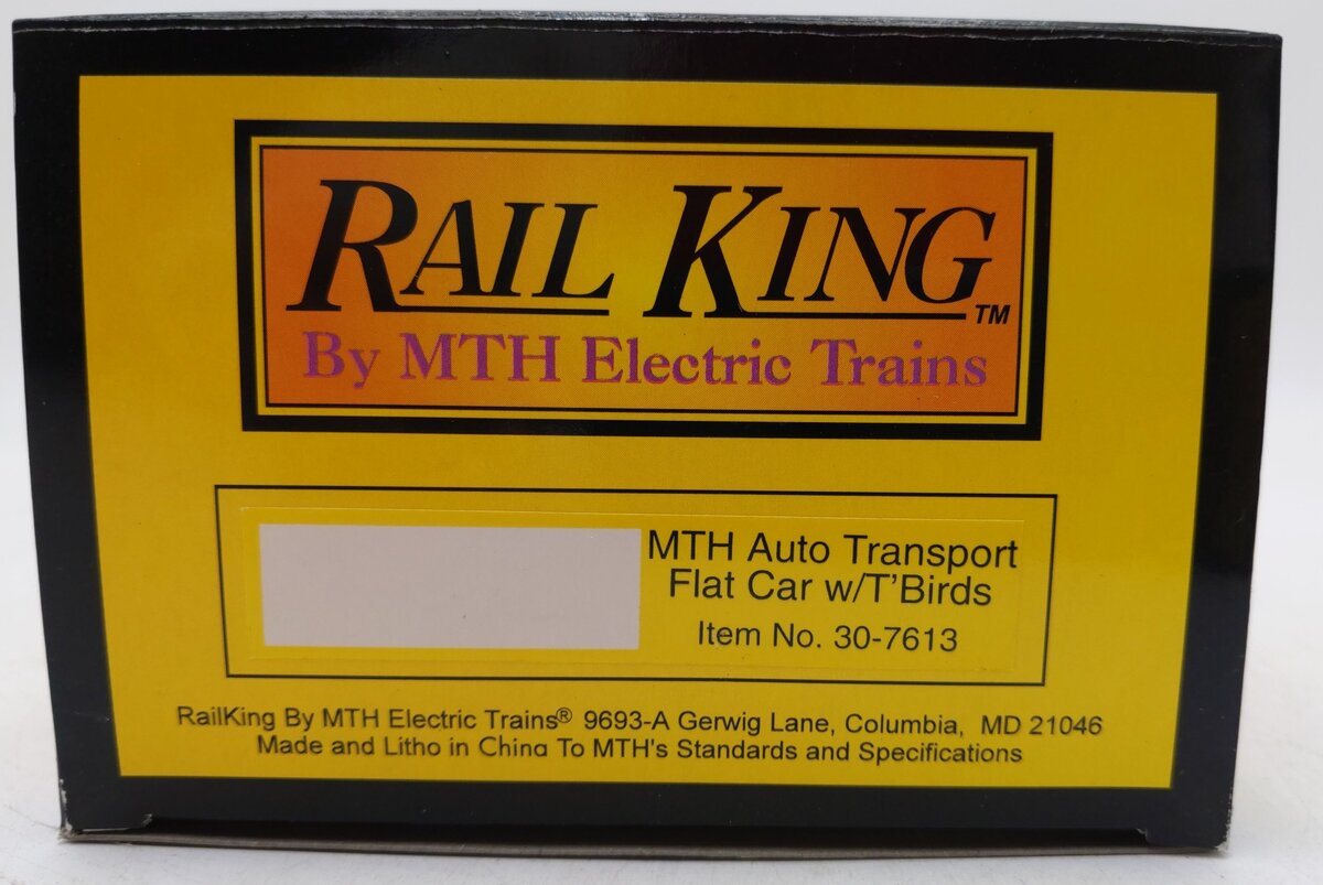 MTH 30-7613 O Gauge Auto Transport Flatcar with Two ThunderBirds EX/Box