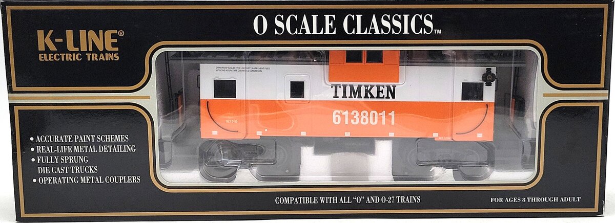 K-Line K613-8011 O Timken Classic Lighted Caboose MT/Box