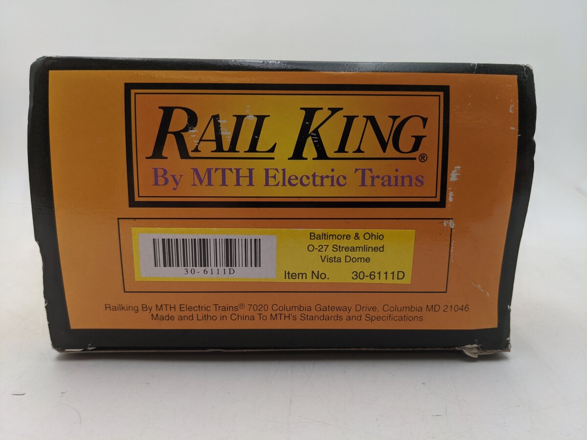 MTH 30-6111D O Gauge B&O Streamlined Vista Dome EX/Box