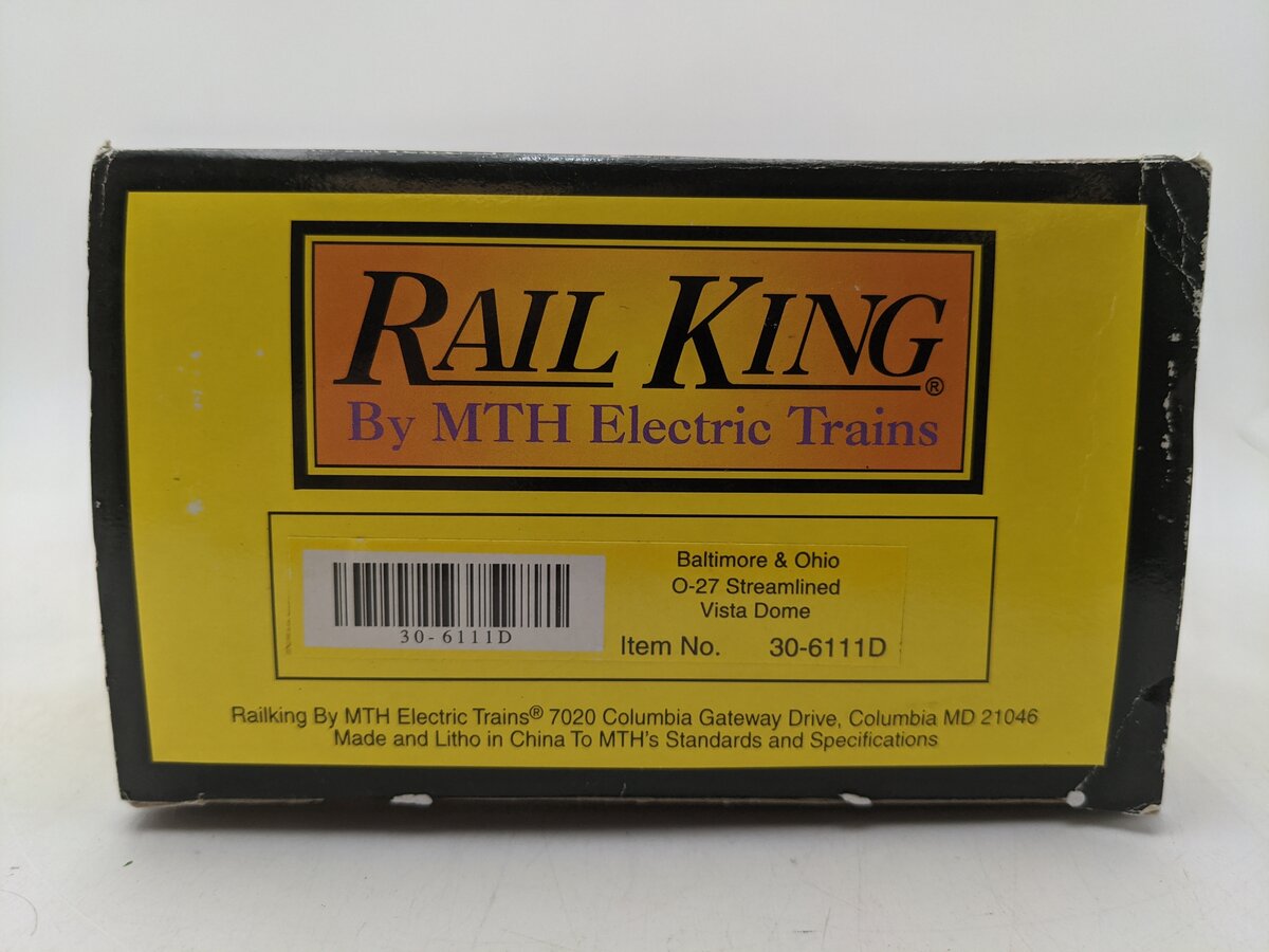 MTH 30-6111D O Gauge B&O Streamlined Vista Dome EX/Box