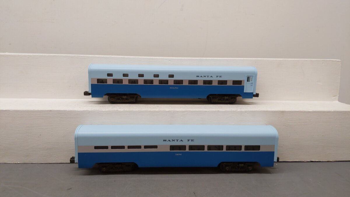 MTH 20-6118 O Santa Fe 60' Sleeper/Diner Aluminum Passenger Car Set (Set of 2) EX/Box