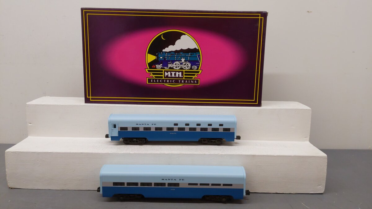 MTH 20-6118 O Santa Fe 60' Sleeper/Diner Aluminum Passenger Car Set (Set of 2) EX/Box