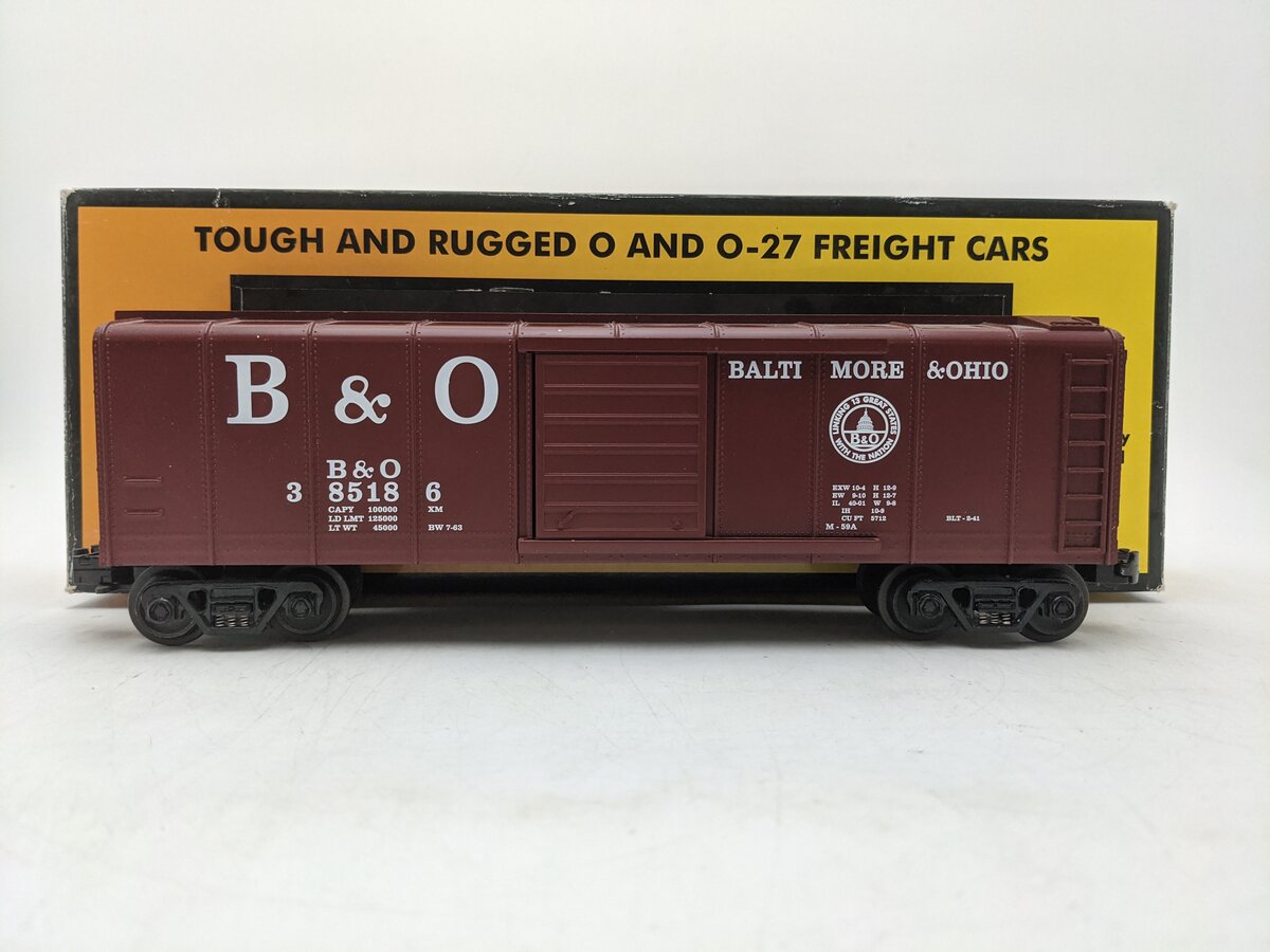 MTH 30-7429 O Gauge Baltimore & Ohio Rounded Roof Boxcar #385186 EX/Box