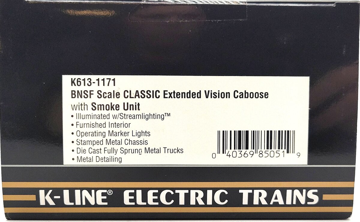 K-Line K613-1171 BNSF Extended Vision Caboose (3-Rail) LN/Box