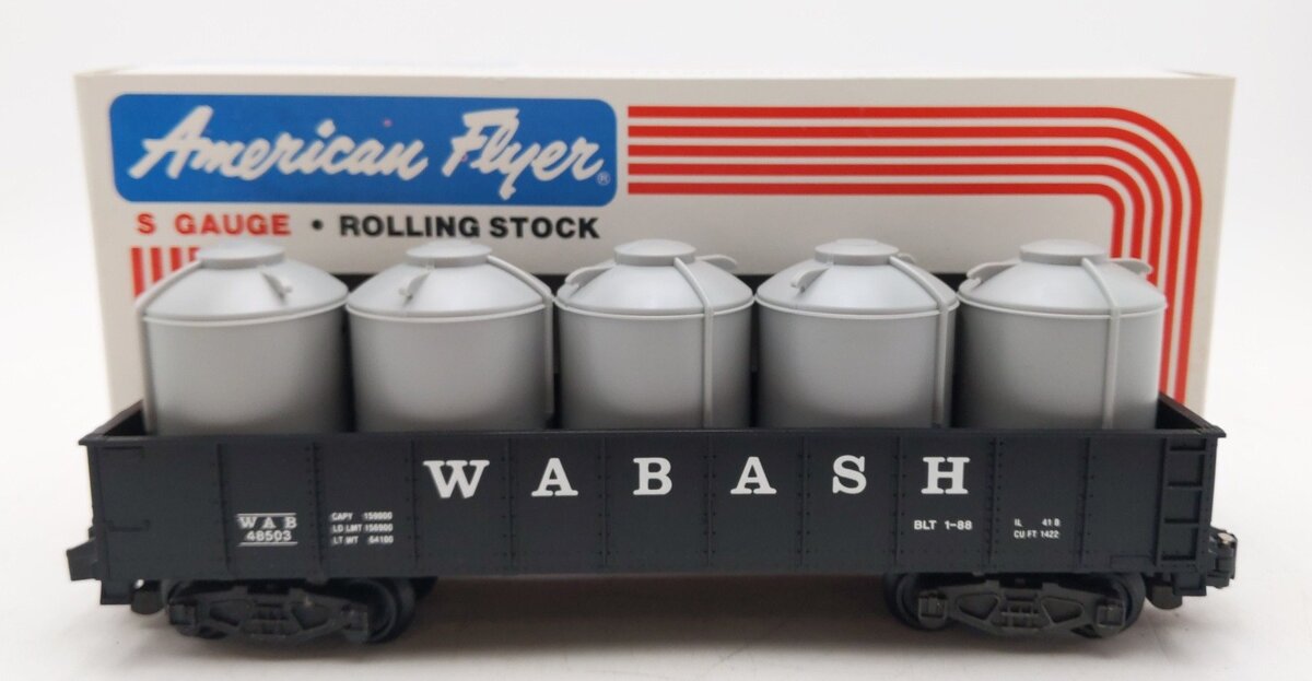 American Flyer 6-48503 S Gauge Wabash Gondola w/ Canisters LN/Box