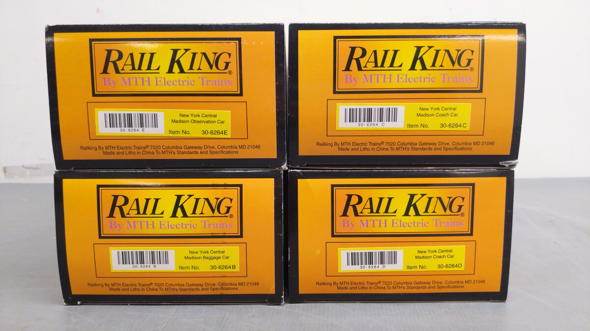 MTH 30-6264 O New York Central O-27 Madison Passenger Car Set (Set of 4) EX/Box