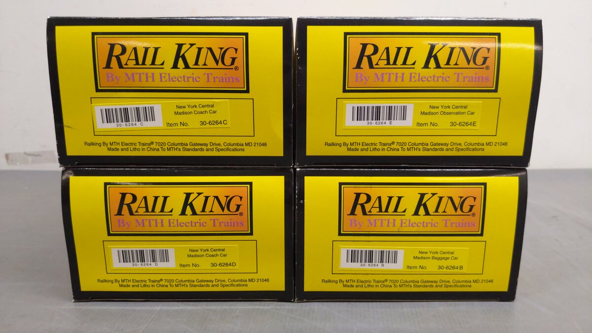 MTH 30-6264 O New York Central O-27 Madison Passenger Car Set (Set of 4) EX/Box