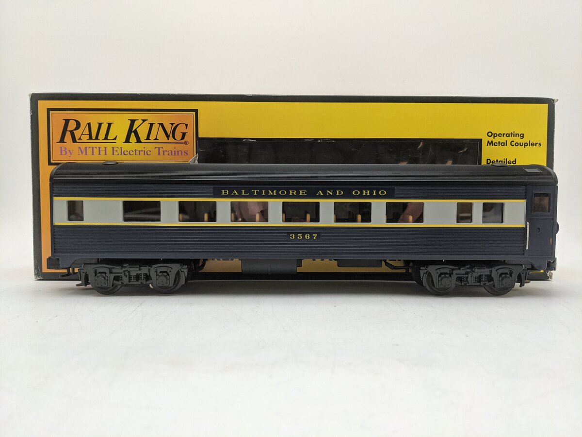 MTH 30-6111C O Gauge Baltimore & Ohio O-27 Streamlined Coach Car #3567 EX/Box