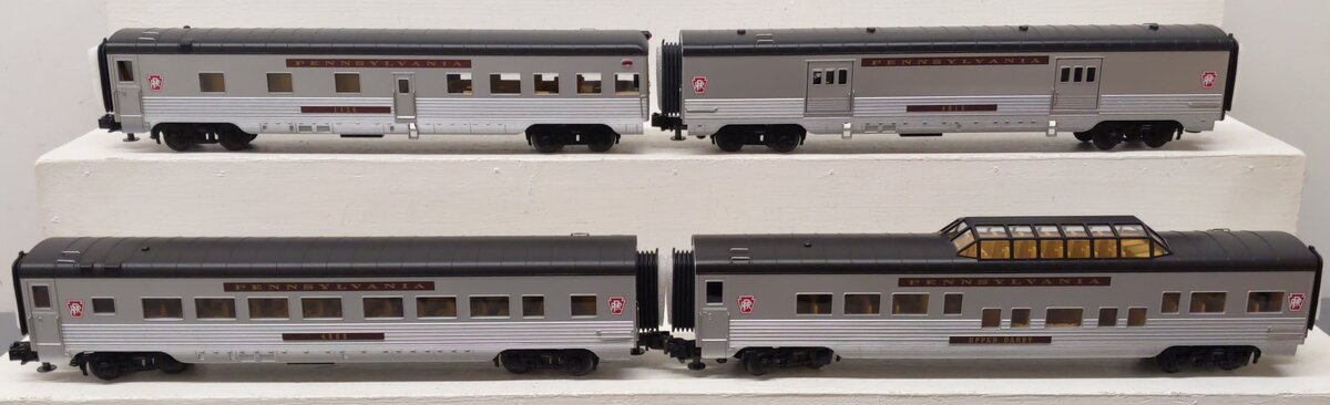 MTH 30-6715 O PRR 60' Streamlined ABS Smooth Sided Passenger Set (Set of 4) LN/Box