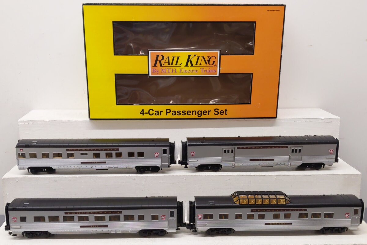 MTH 30-6715 O PRR 60' Streamlined ABS Smooth Sided Passenger Set (Set of 4) LN/Box