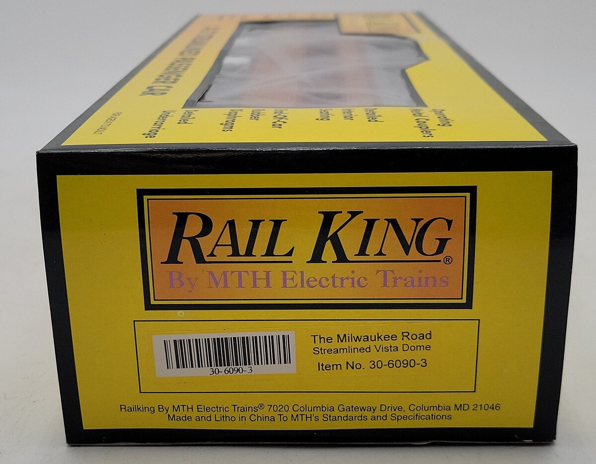 MTH 30-6090-3 O Milwaukee Road Streamlined Vista Dome Car #450 LN/Box