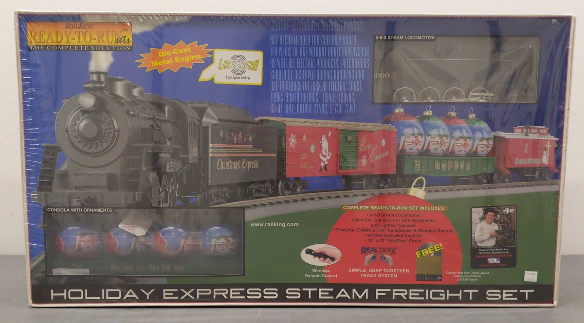 MTH 30-4033-0 O Gauge Christmas 2-8-0 Steam Freight Train Set w/LS MT/Box