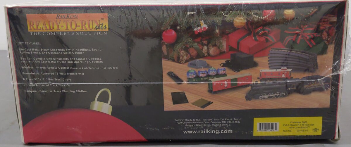 MTH 30-4033-0 O Gauge Christmas 2-8-0 Steam Freight Train Set w/LS MT/Box