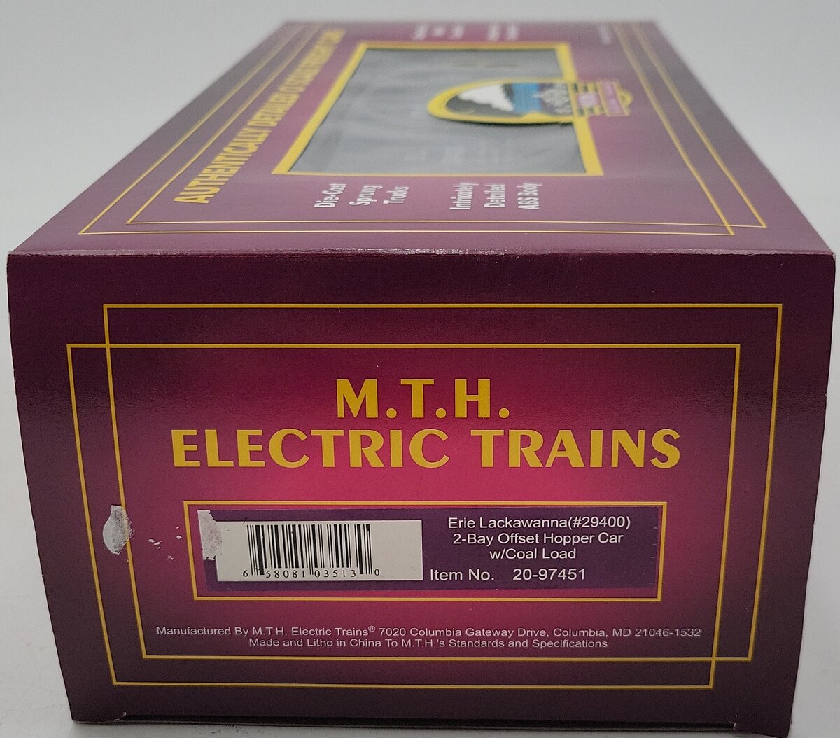 MTH 20-97451 O Erie Lackawanna 2-Bay Offset Hopper Car #29400 NIB