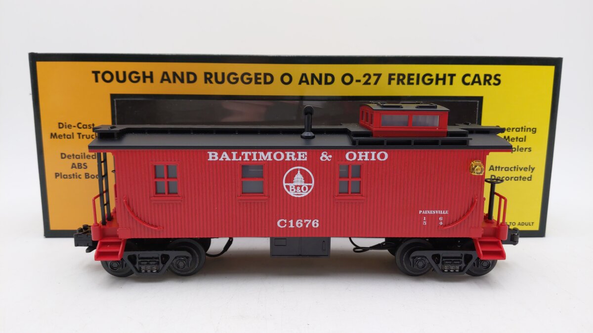 MTH 30-7723 O Gauge Baltimore & Ohio Woodsided Caboose #C1676 EX/Box