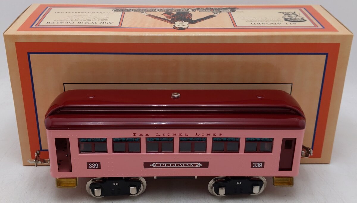 MTH 11-40025 Standard Gauge Lionel Lines Pullmen Pink Coach Passenger Car #339 NIB